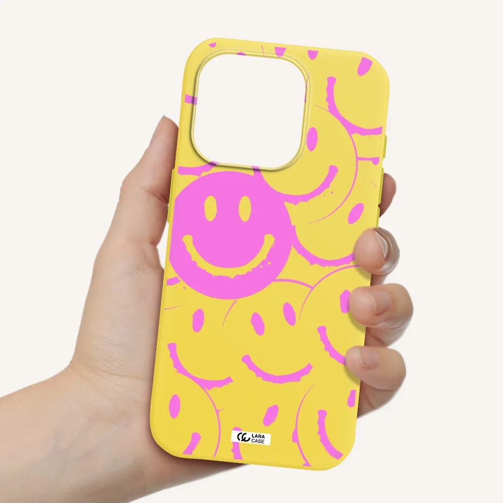 Smile Purple Apple Iphone 15 Pro Silicone Canary Yellow Case