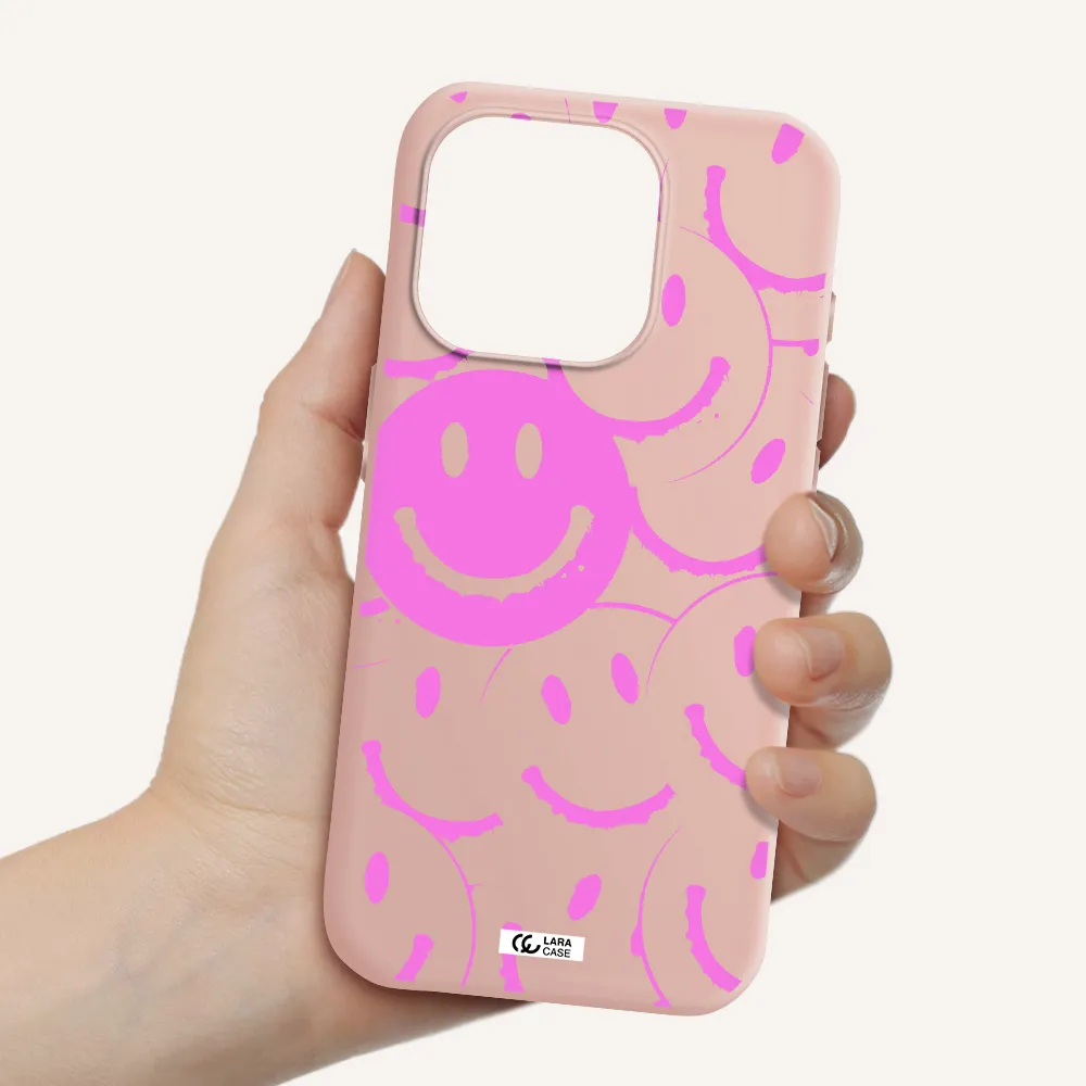 Smile Purple Apple Iphone 15 Pro Silicone Pastel Pink Case