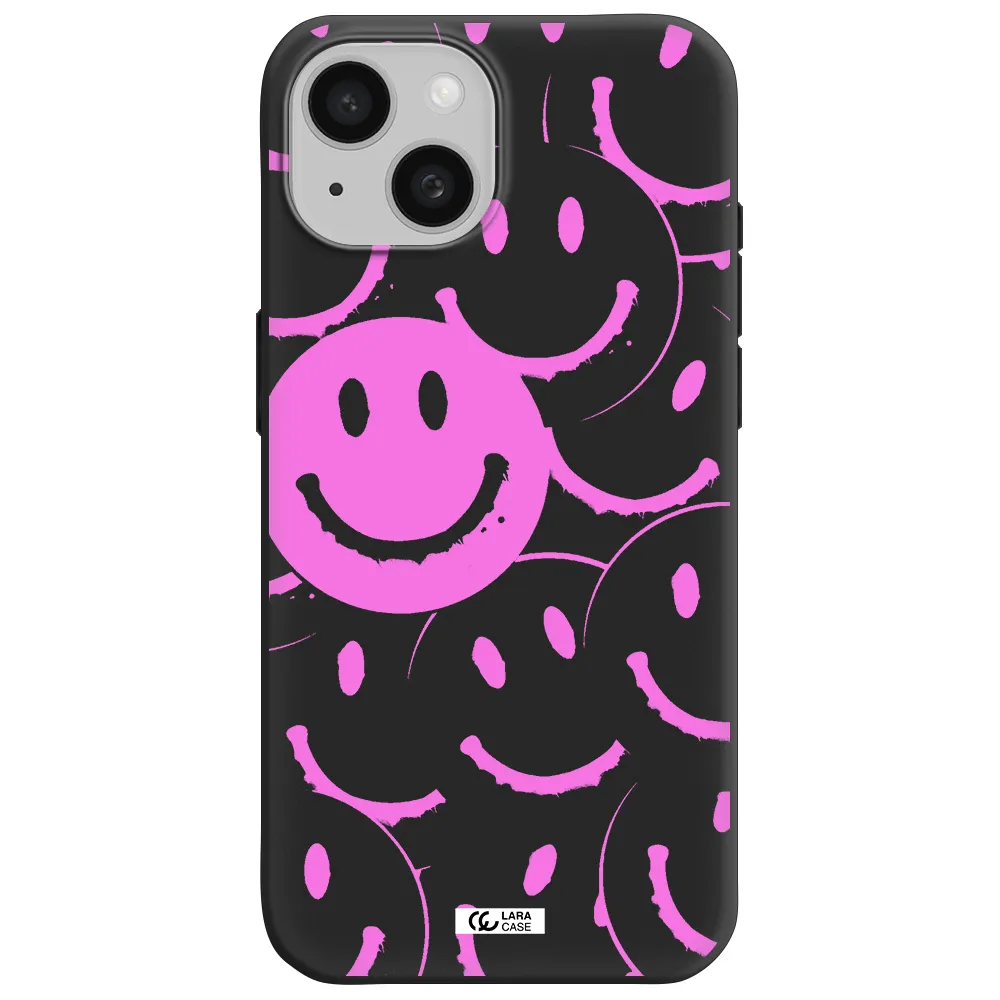 Smile Purple Apple iPhone 15 Silicone black Case