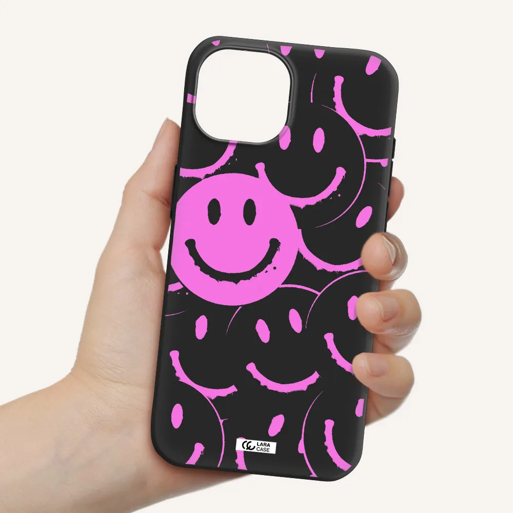 Smile Purple Apple iPhone 15 Silicone black Case