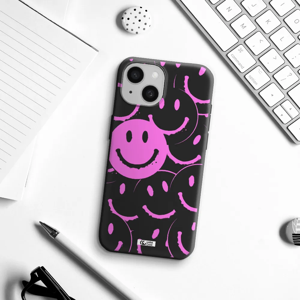 Smile Purple Apple iPhone 15 Silicone black Case