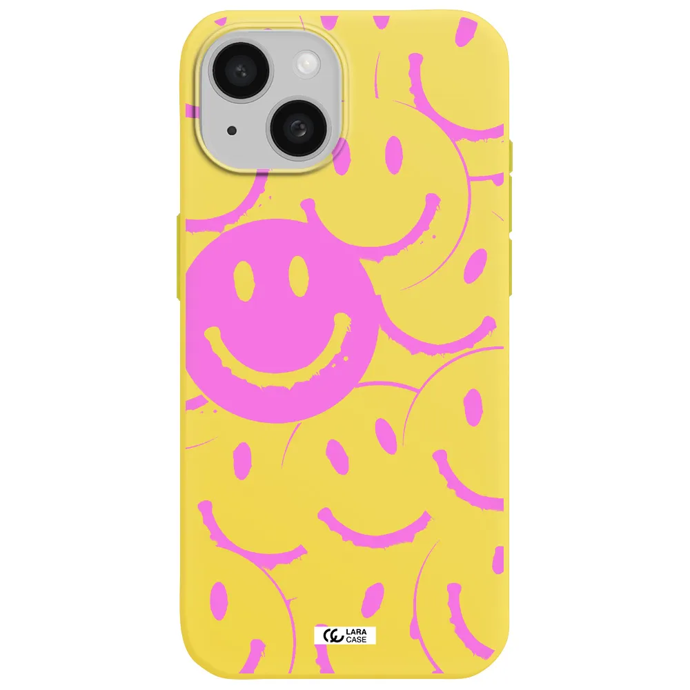 Smile Purple Apple iPhone 15 Silicone canary yellow Case