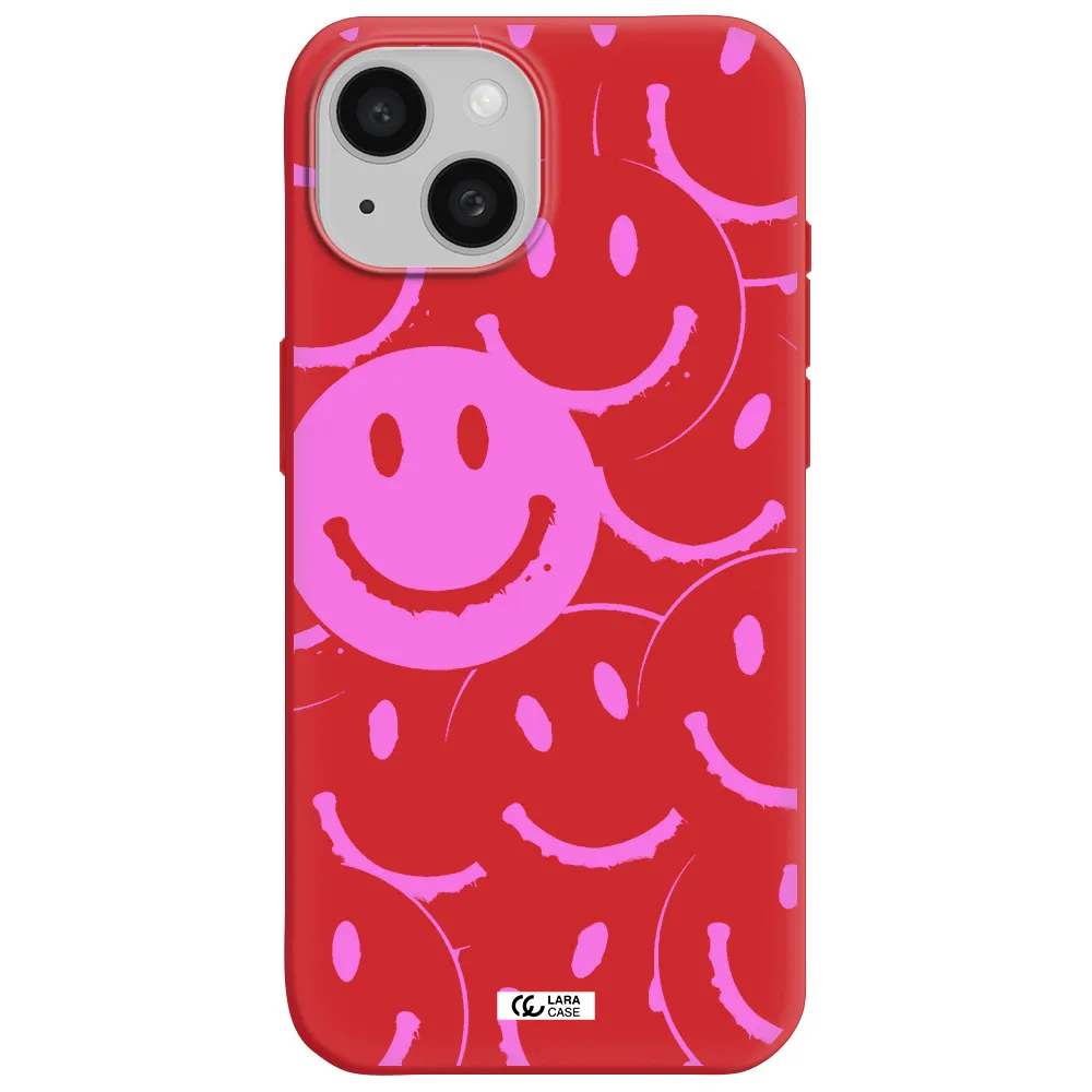 Smile Purple Apple Iphone 15 Silicone Imperial Red Case
