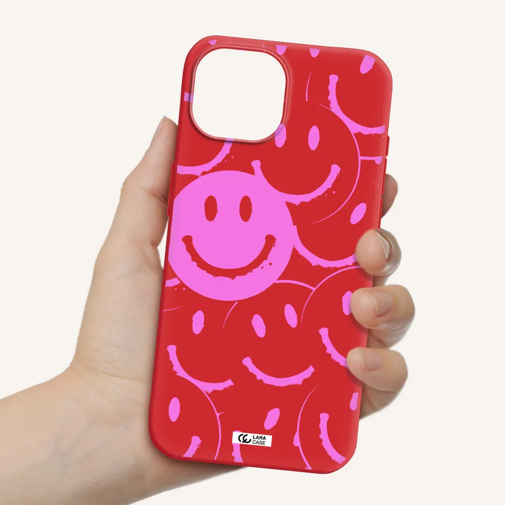 Smile Purple Apple Iphone 15 Silicone Imperial Red Case