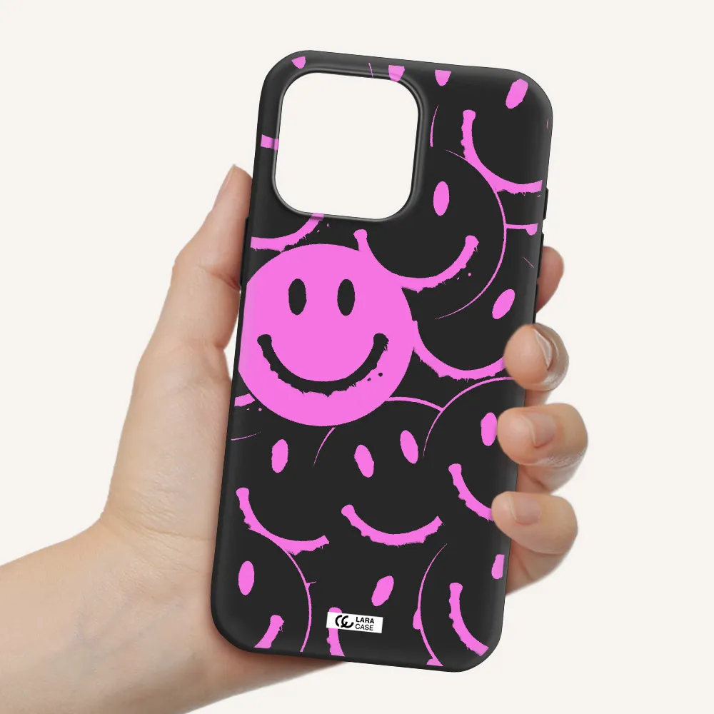 Smile Purple Apple Iphone 16 Pro Max Silicone Black Case
