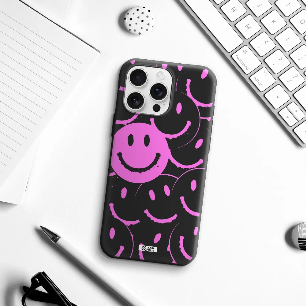 Smile Purple Apple Iphone 16 Pro Max Silicone Black Case