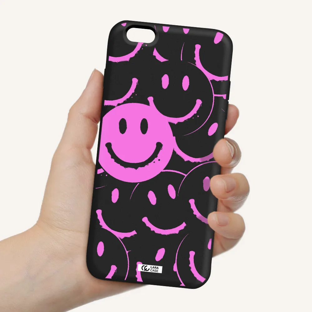 Smile Purple Apple iPhone 6 plus Silicone black Case