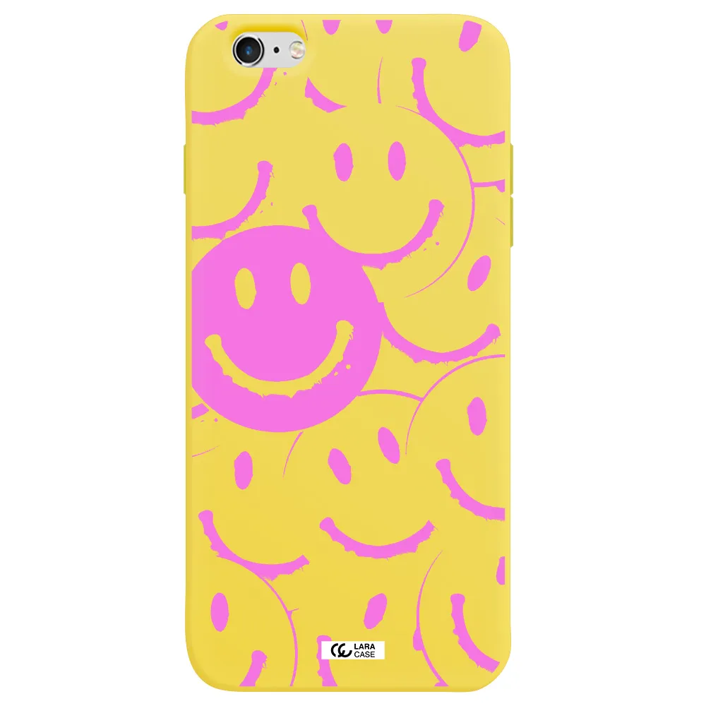 Smile Purple Apple iPhone 6 plus Silicone canary yellow Case