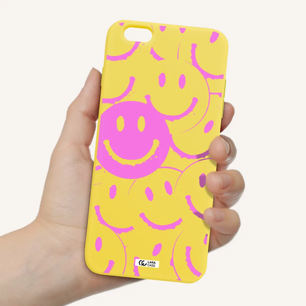 Smile Purple Apple iPhone 6 plus Silicone canary yellow Case