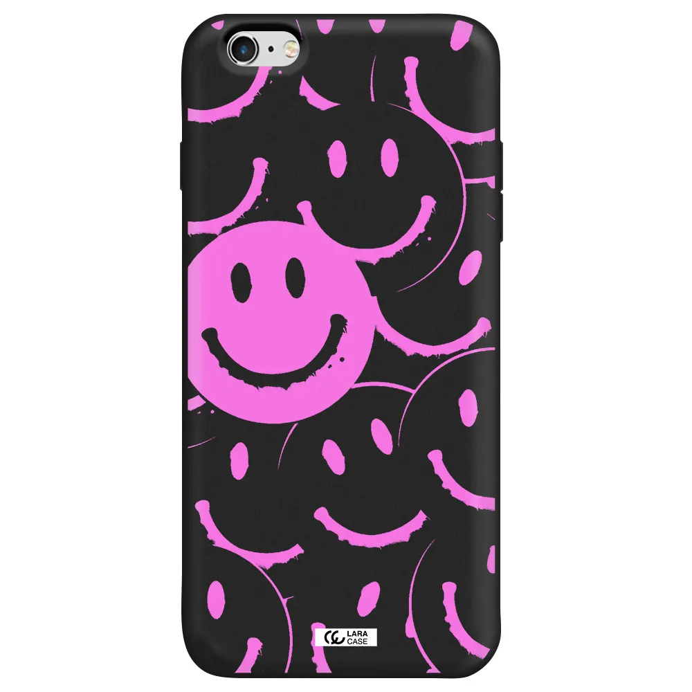 Smile Purple Apple iPhone 6 s plus Silicone black Case