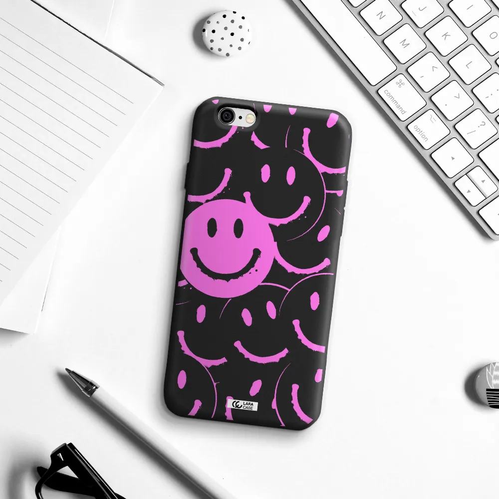 Smile Purple Apple iPhone 6 Silicone black Case