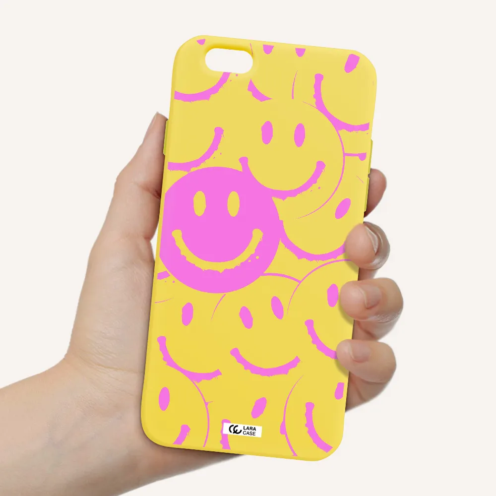 Smile Purple Apple iPhone 6 Silicone canary yellow Case
