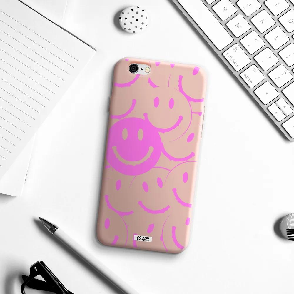 Smile Purple Apple iPhone 6 Silicone pastel pink Case