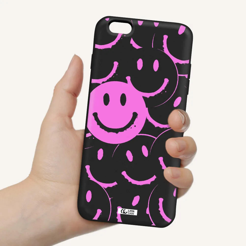 Smile Purple Apple iPhone 6S Silicone black Case
