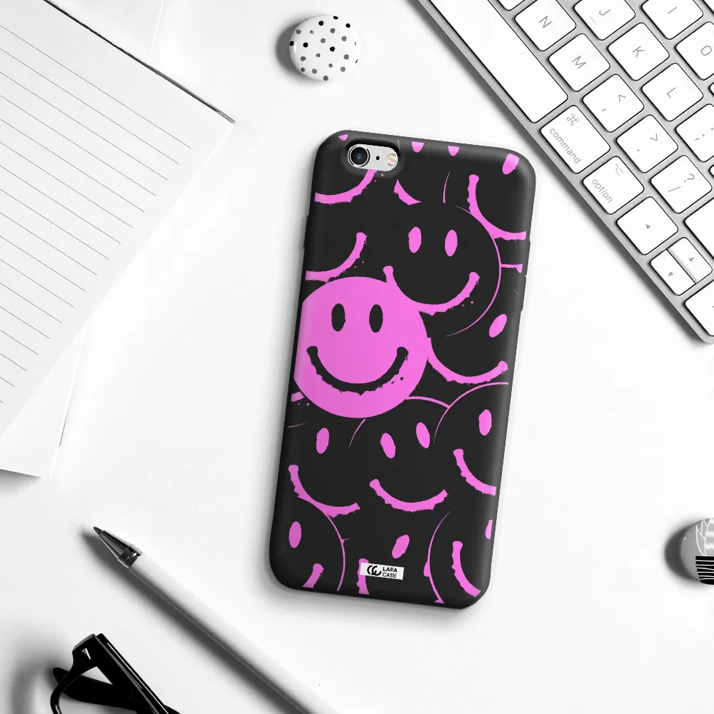 Smile Purple Apple iPhone 6S Silicone black Case