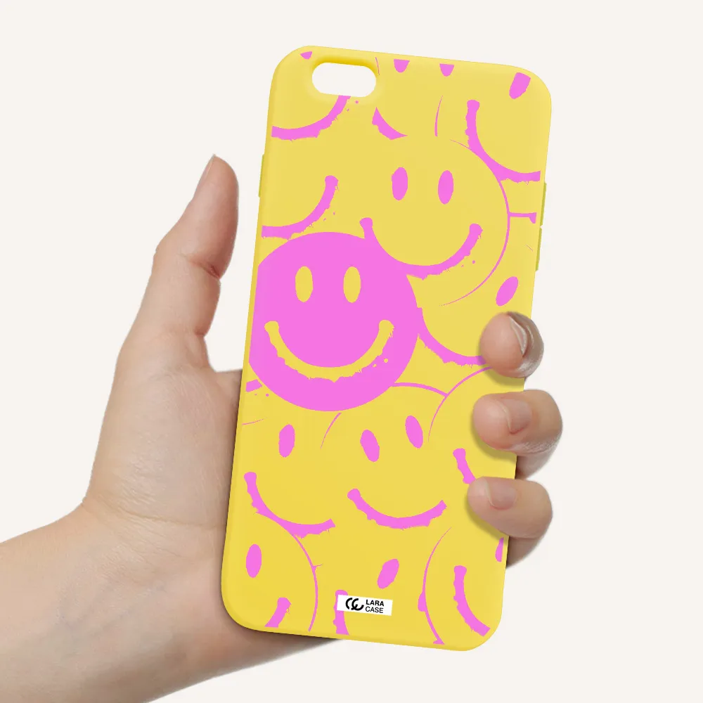 Smile Purple Apple iPhone 6S Silicone canary yellow Case