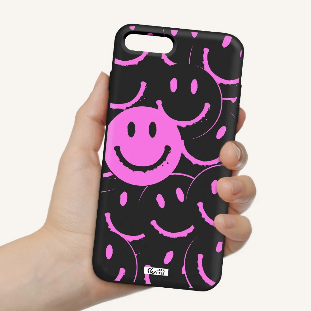Smile Purple Apple iPhone 7 plus Silicone black Case