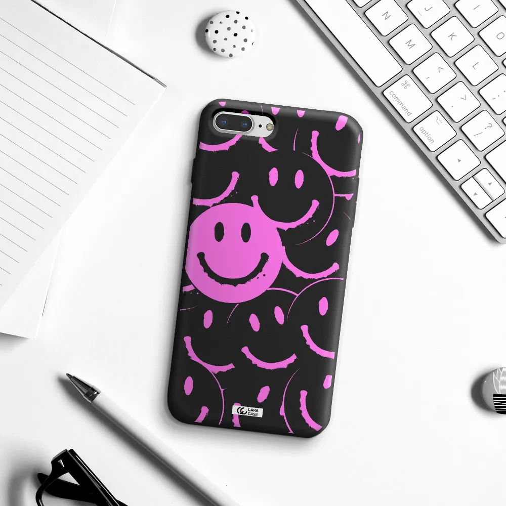 Smile Purple Apple iPhone 7 plus Silicone black Case
