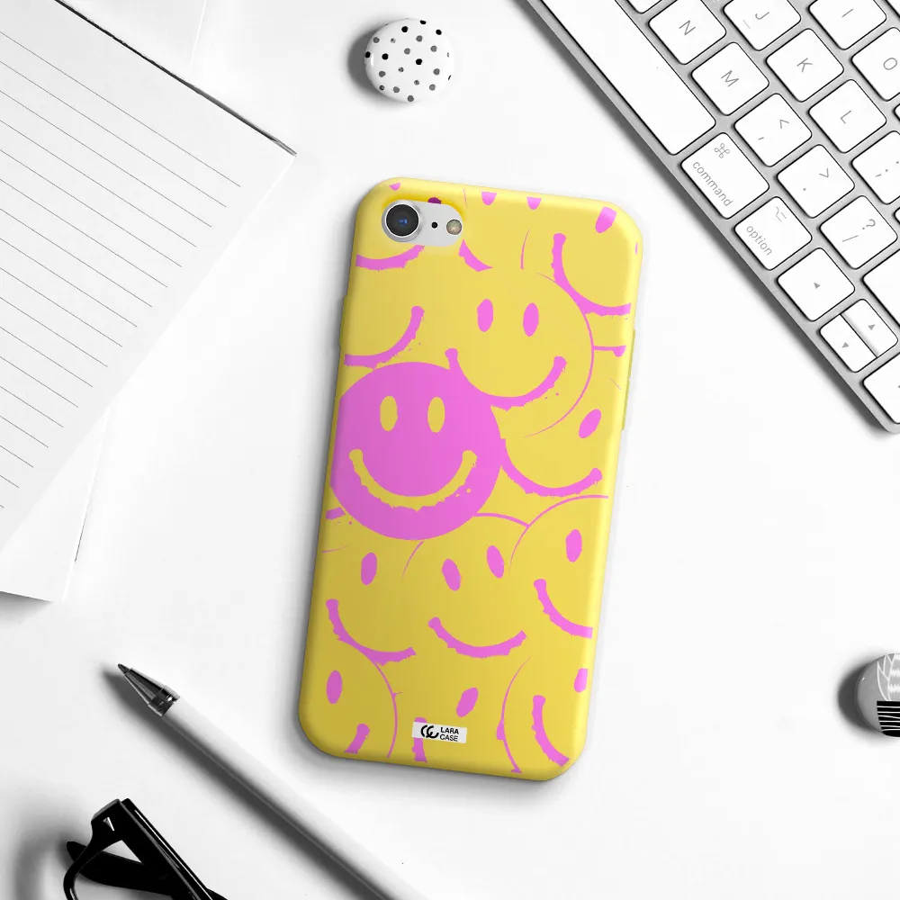 Smile Purple Apple iPhone 7 Silicone canary yellow Case