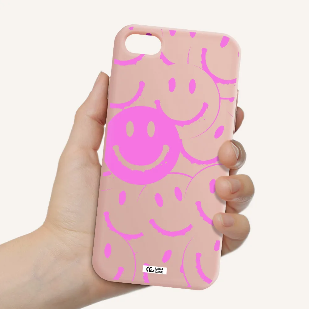 Smile Purple Apple iPhone 7 Silicone pastel pink Case