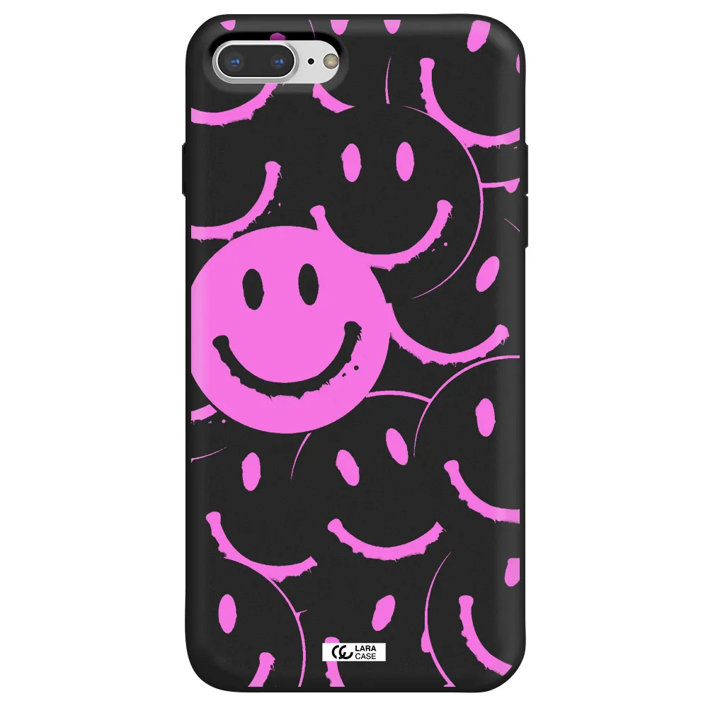 Smile Purple Apple iPhone 8 plus Silicone black Case