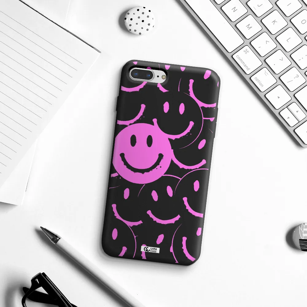 Smile Purple Apple iPhone 8 plus Silicone black Case