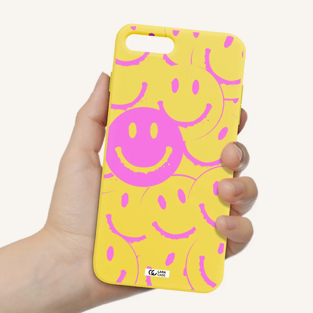 Smile Purple Apple iPhone 8 plus Silicone canary yellow Case