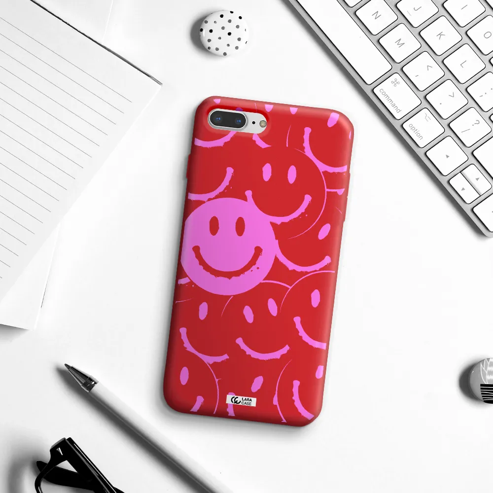Smile Purple Apple iPhone 8 plus Silicone Imperial Red Case