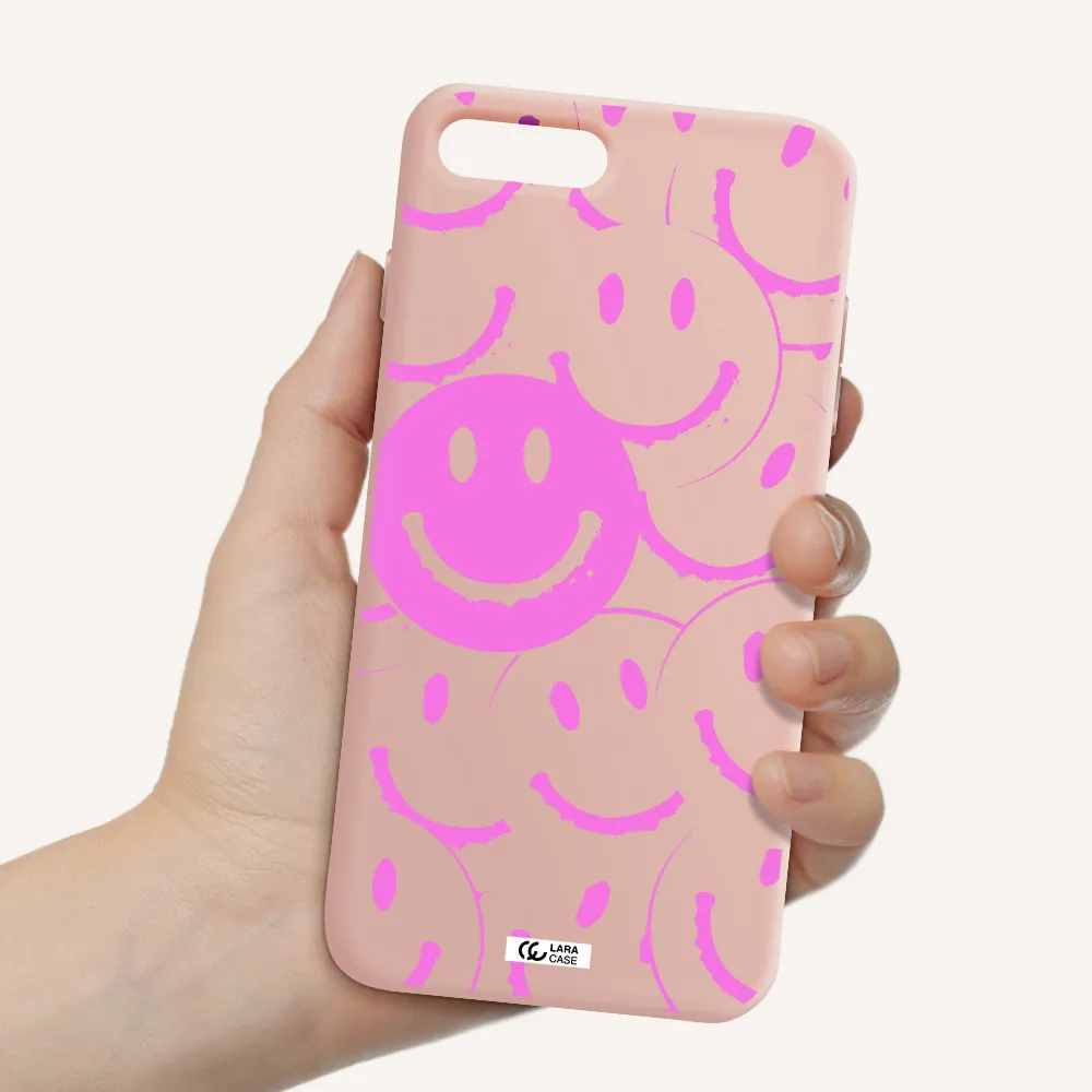 Smile Purple Apple iPhone 8 plus Silicone pastel pink Case