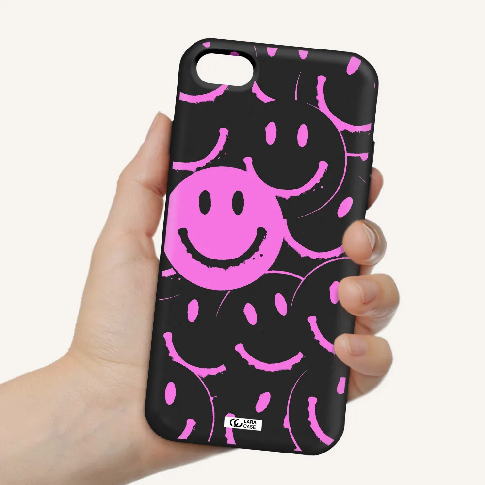 Smile Purple Apple iPhone 8 Silicone black Case