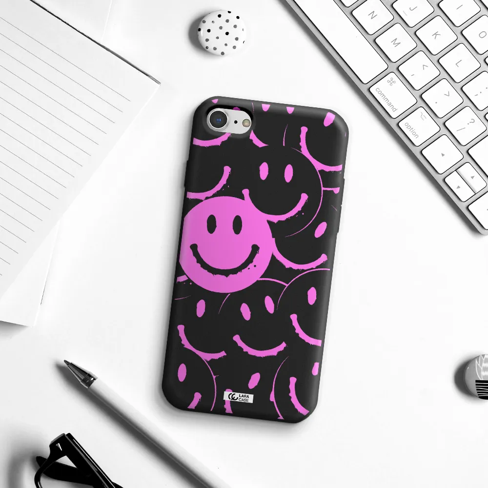 Smile Purple Apple iPhone 8 Silicone black Case