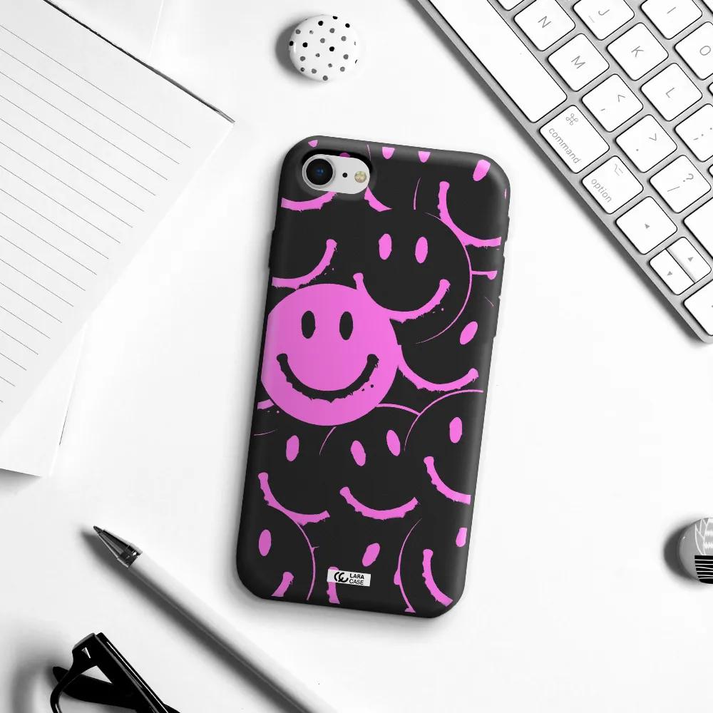 Smile Purple Apple iPhone se 2020 Silicone black Case