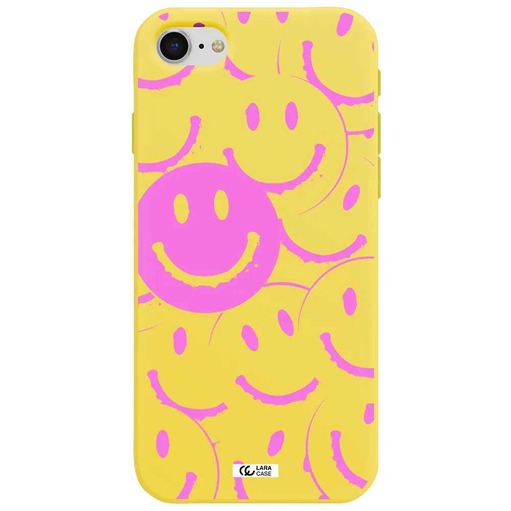 Smile Purple Apple iPhone se 2020 Silicone canary yellow Case