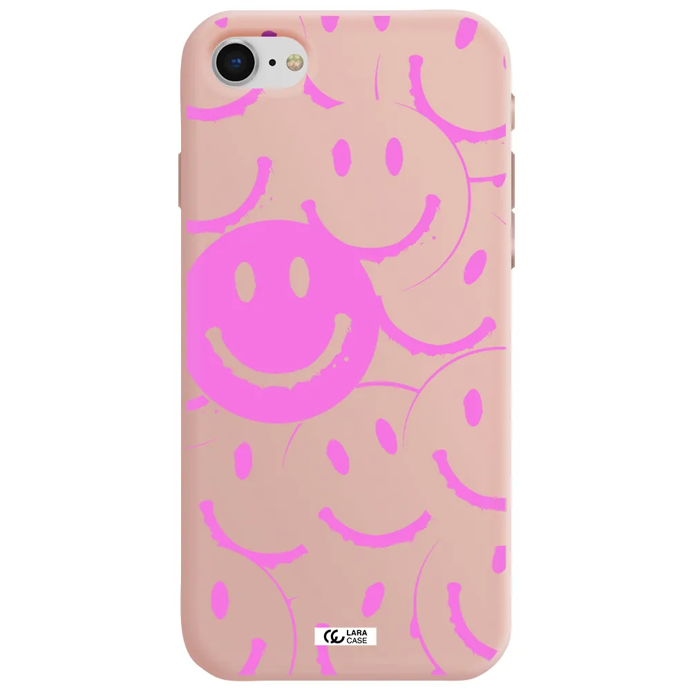 Smile Purple Apple iPhone se 2020 Silicone pastel pink Case