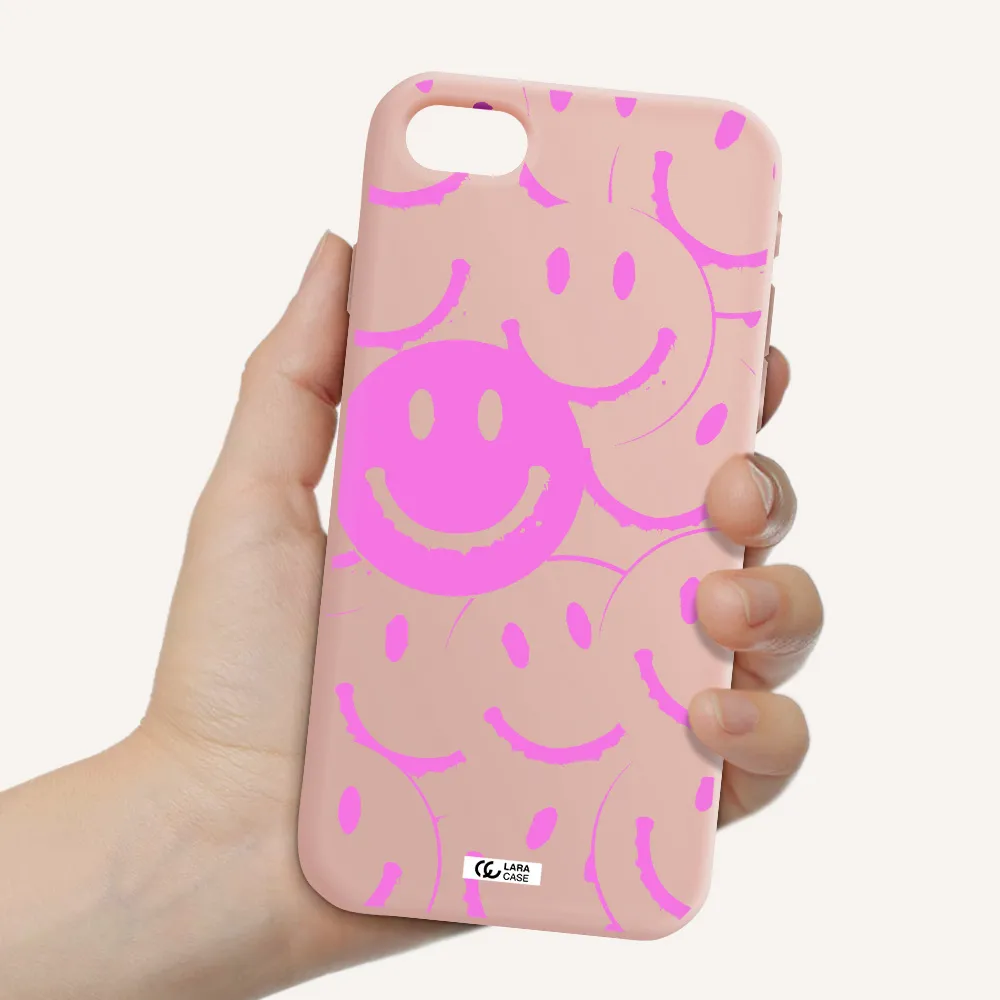 Smile Purple Apple iPhone se 2020 Silicone pastel pink Case