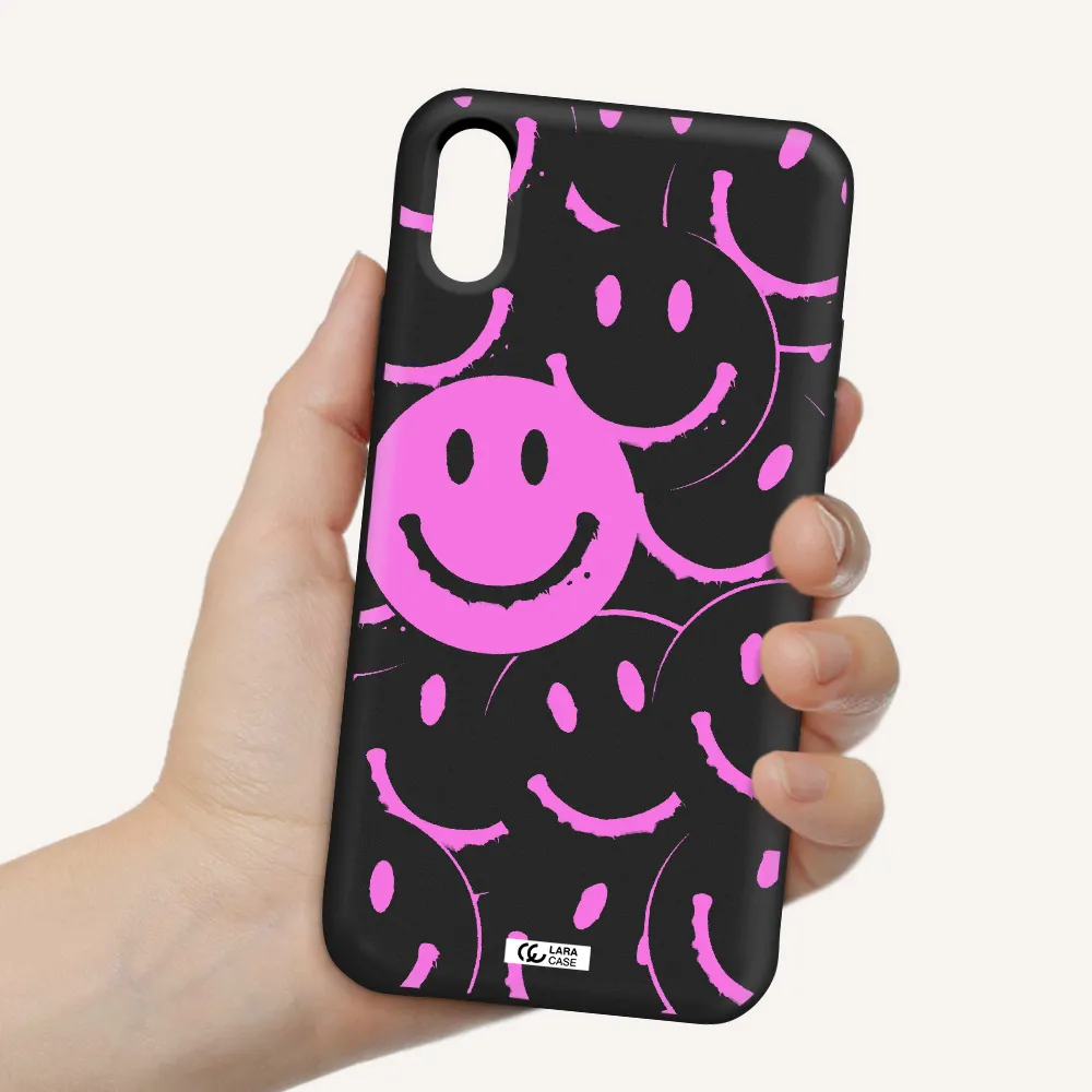 Smile Purple Apple iPhone X Silicone black Case