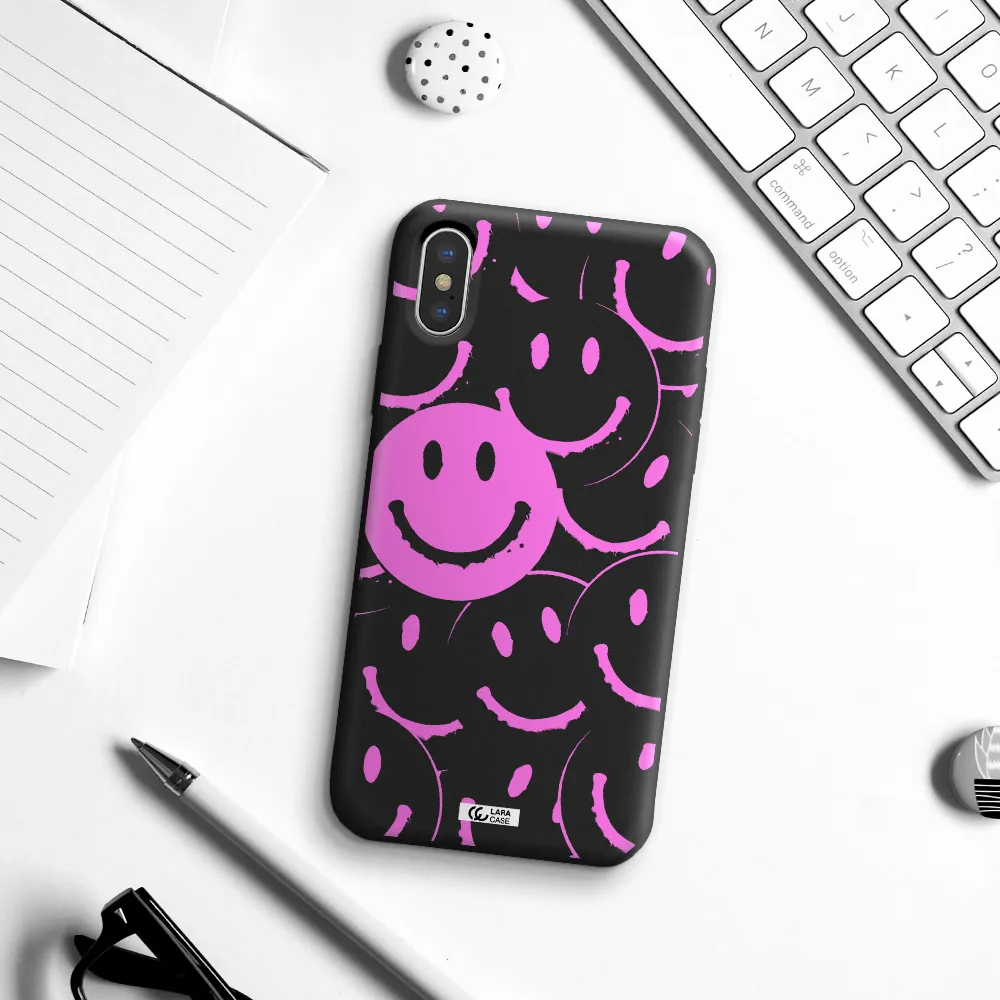 Smile Purple Apple iPhone X Silicone black Case