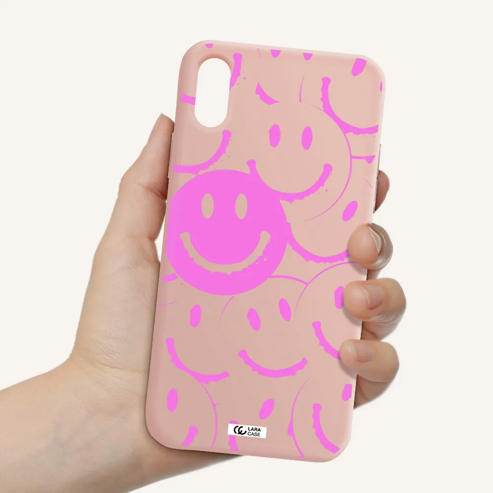 Smile Purple Apple iPhone X Silicone pastel pink Case