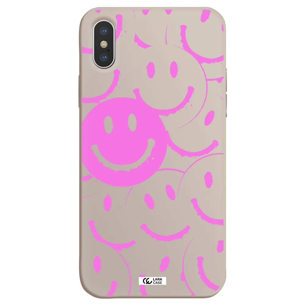 Smile Purple Apple iPhone X Silicone Stone Case
