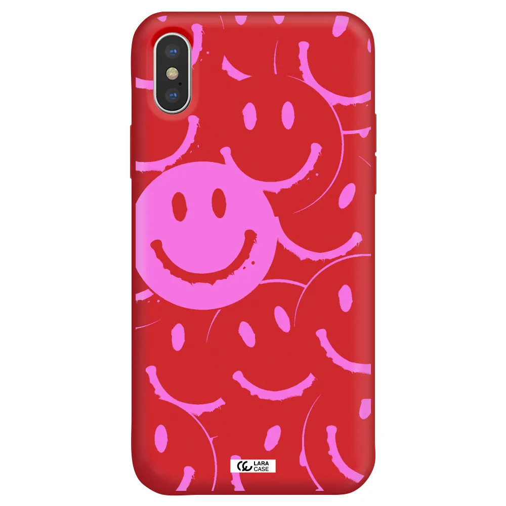 Smile Purple Apple iPhone XS Silicone Imperial Red Case