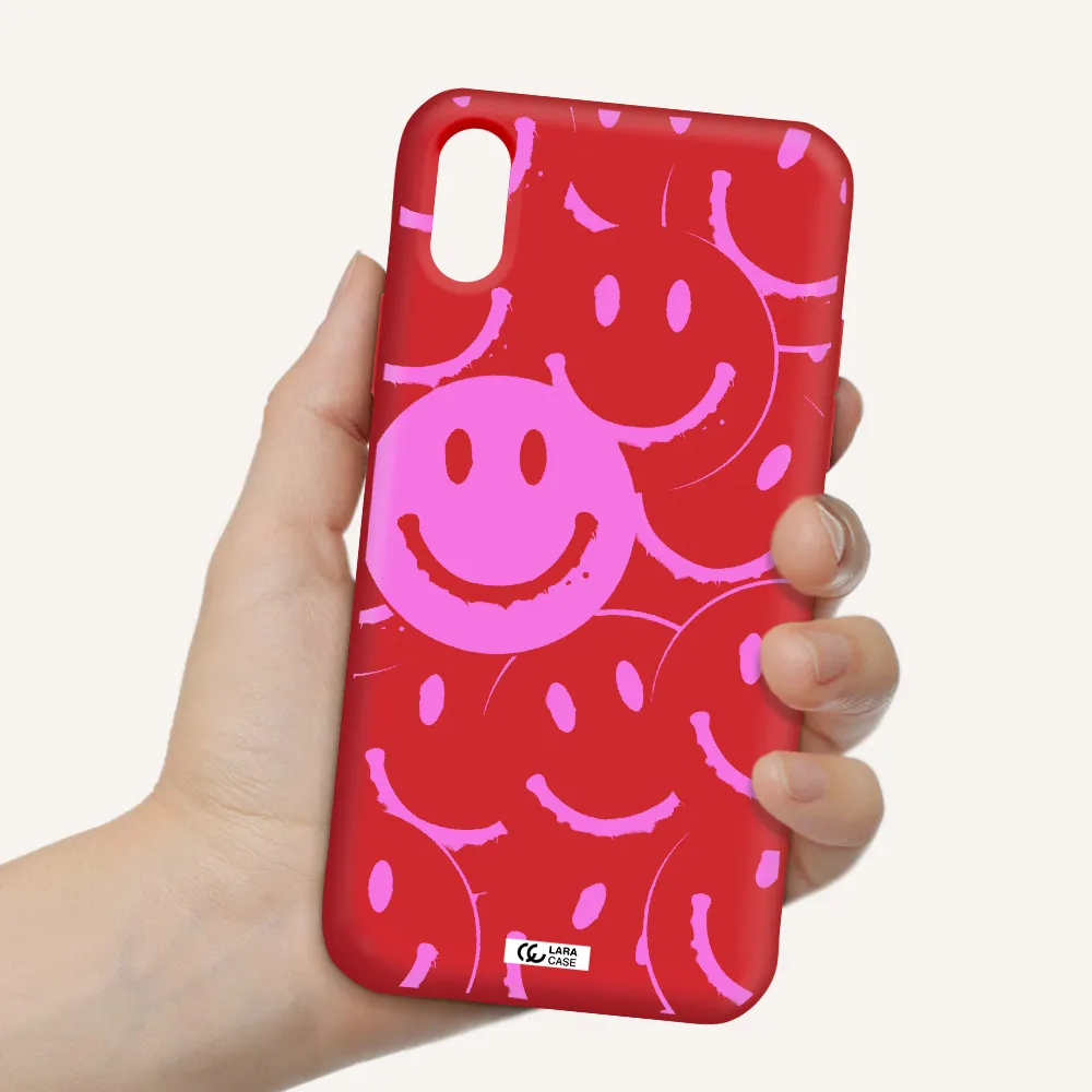 Smile Purple Apple iPhone XS Silicone Imperial Red Case