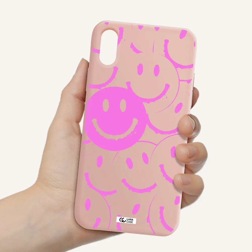 Smile Purple Apple iPhone XS Silicone pastel pink Case