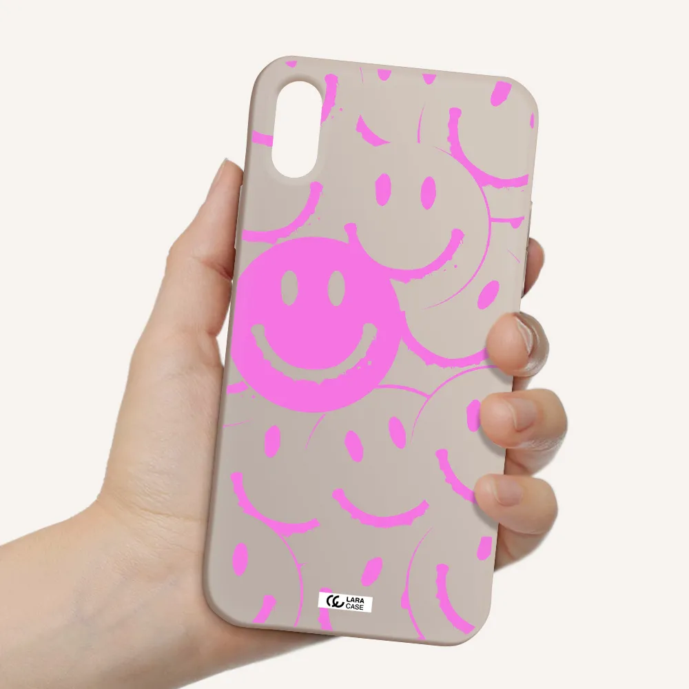 Smile Purple Apple iPhone XS Silicone Stone Case