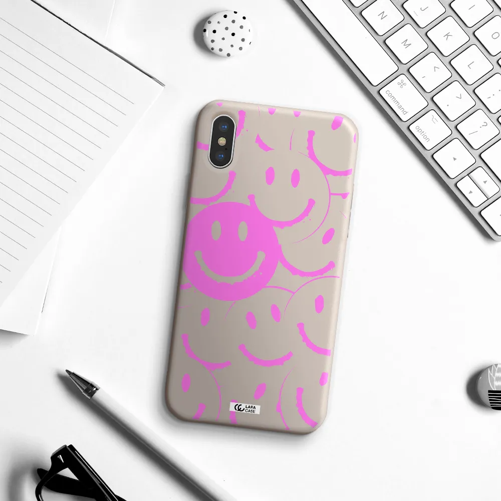 Smile Purple Apple iPhone XS Silicone Stone Case