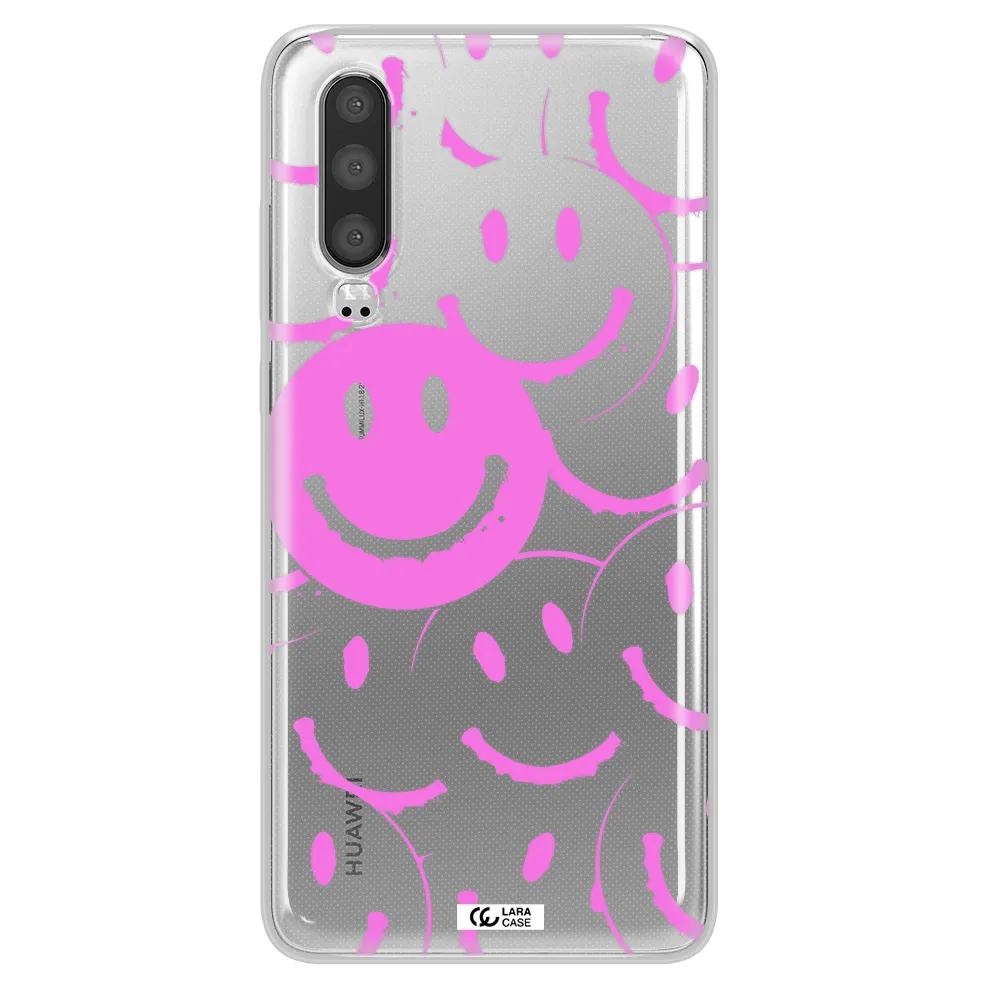 Smile Purple Huawei P30 Clear TPU Case