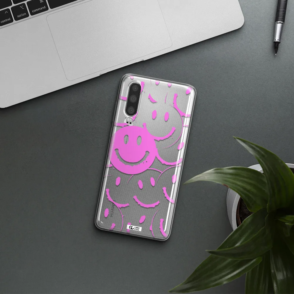 Smile Purple Huawei P30 Clear TPU Case