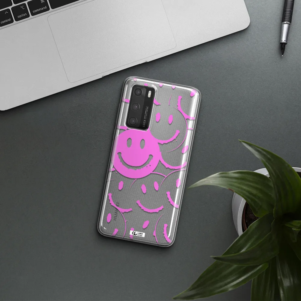Smile Purple Huawei P40 Clear TPU Case