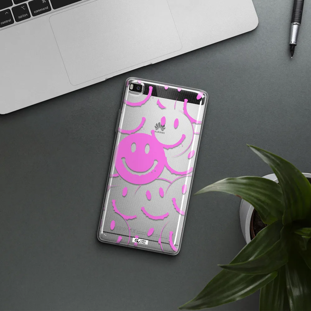 Smile Purple Huawei P8 Clear TPU Case