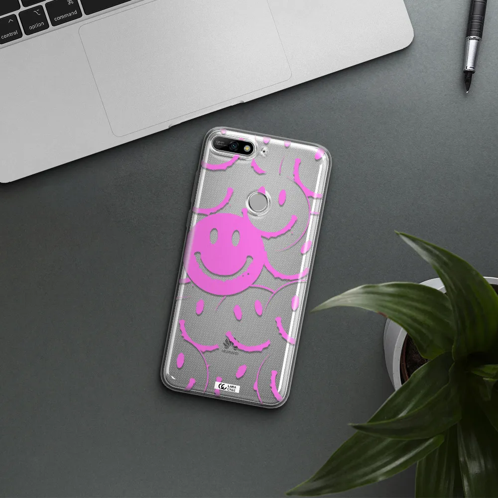Smile Purple Huawei Y7 2018 Clear TPU Case