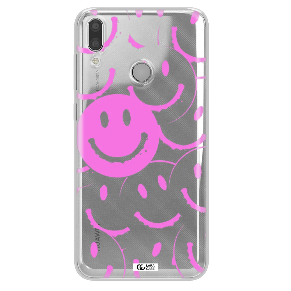 Smile Purple Huawei Y7 2019 Clear TPU Case